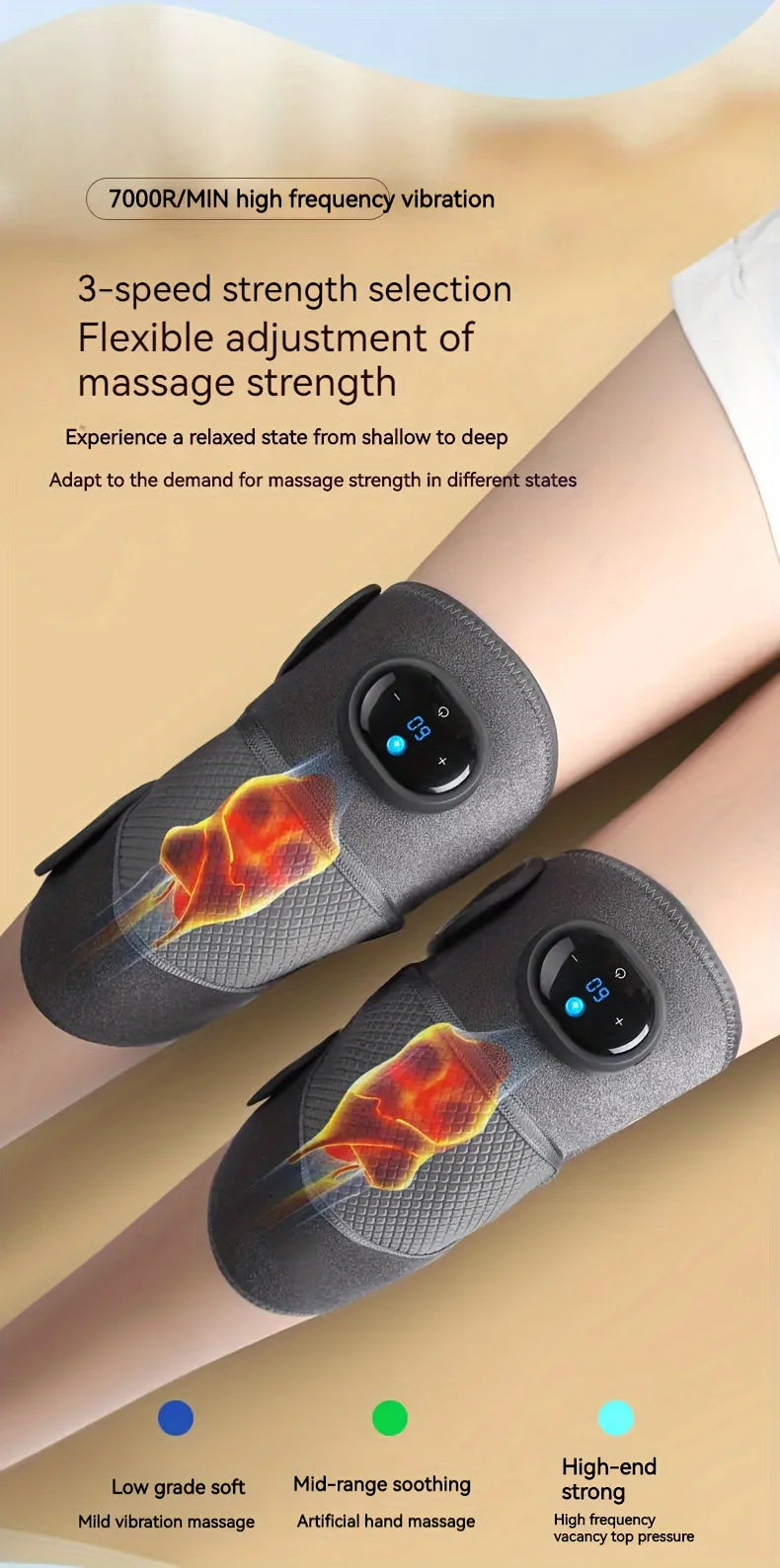 Heating Knee Massager, 3 Types of Vibrating Knee Heating Pads