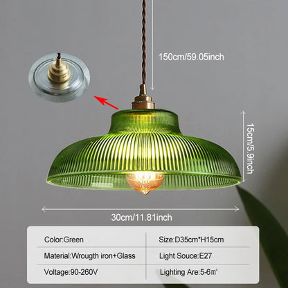 Nordic Glass Pendant Light Green Hanging Lamp Living Room