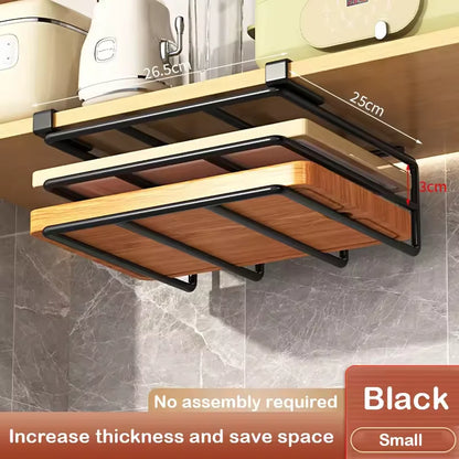 Kitchen Hanging Organizer Rack with Hooks Under Cupboard Paper Towel Rags