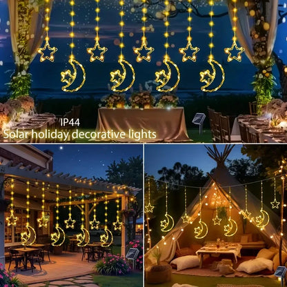 Solar Star Moon String Lights 8 Modes Outdoor Hanging Light