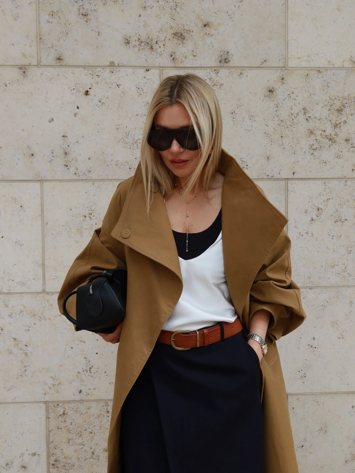 Casual Solid Long Trench Coat Women Stand Collar