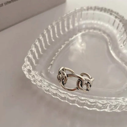 VENTFILLE 925 Sterling Silver Finger Rings Hollow Chain