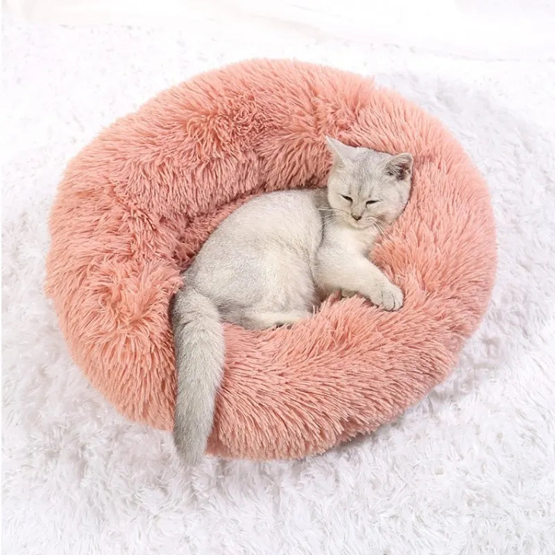Round Pet Bed for Large Donut Long Plush Bed