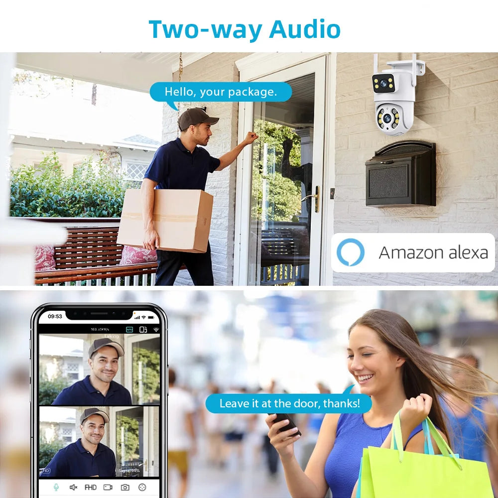 Hiseeu 4K 8MP Wifi Surveillance Camera Dual Lens