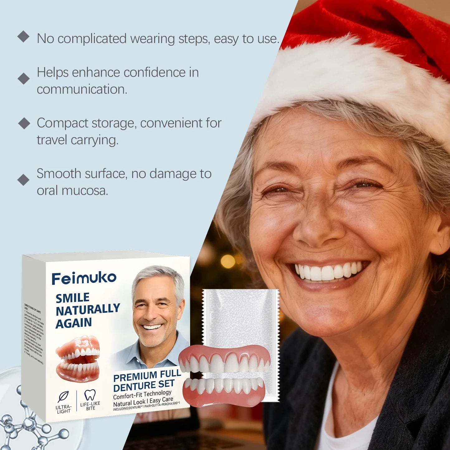 Dentures Full Set Natural Upper Lower Braces Silicone Denture Set