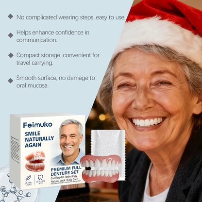Dentures Full Set Natural Upper Lower Braces Silicone Denture Set