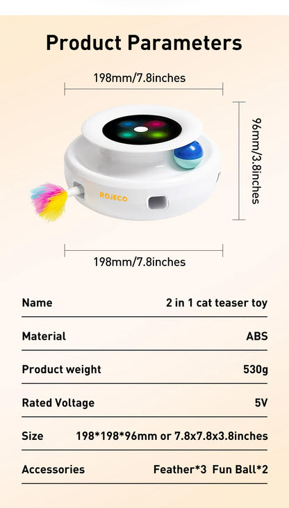 2 in 1 Smart Cat Toys Automatic Feather Fun Ball Toy Set