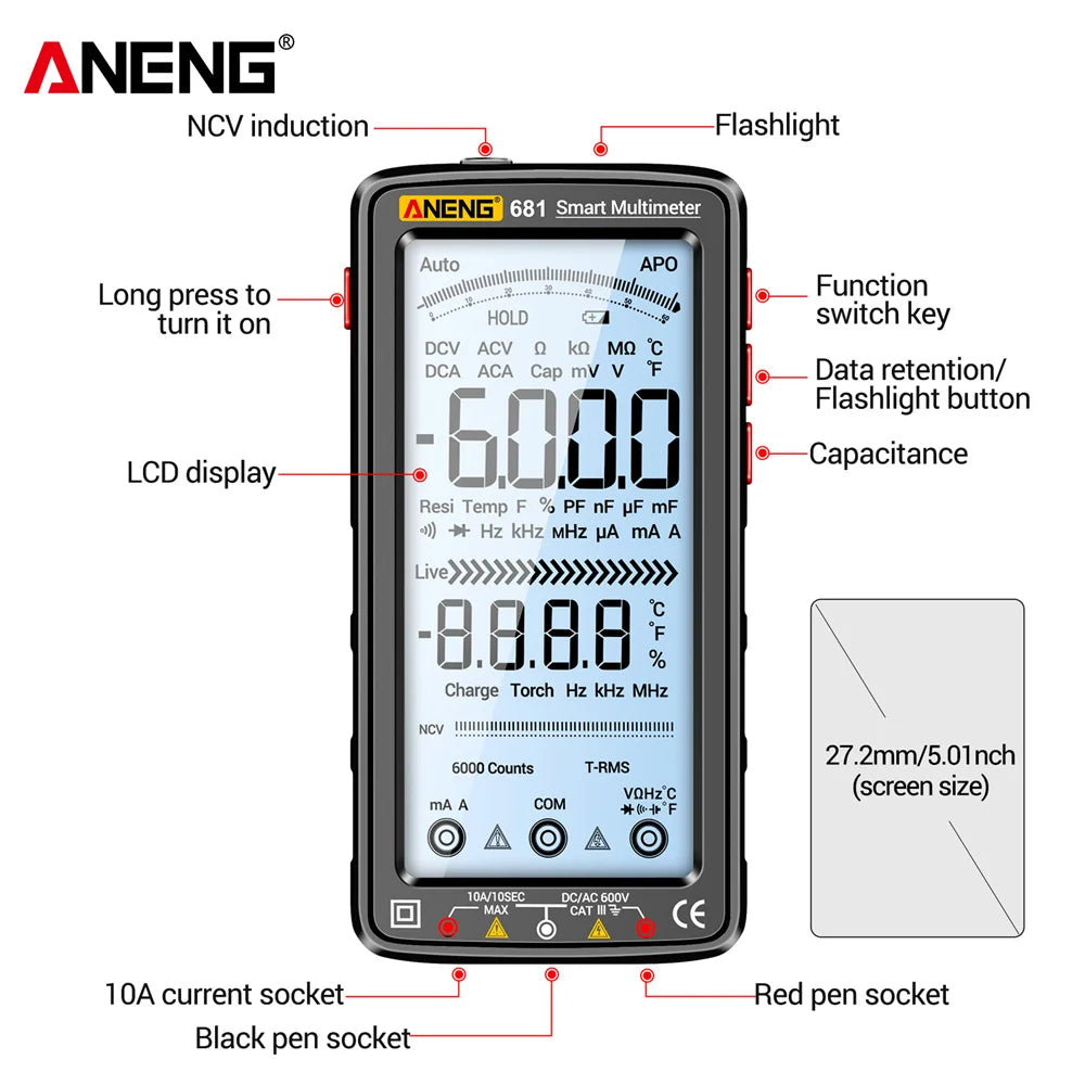 681 Rechargeable Digital Professional Multimeter Voltage Tester