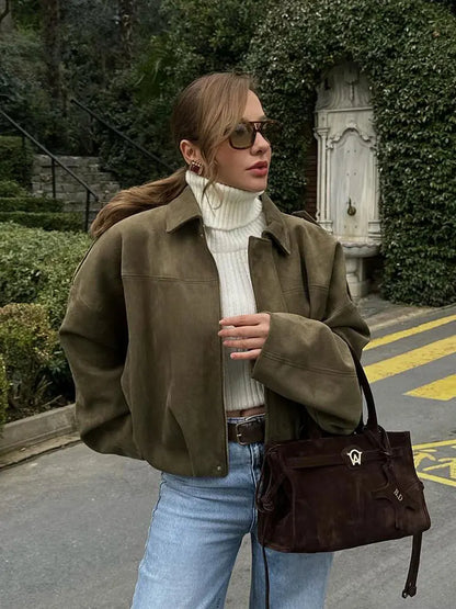Women's Street Fashion Solid Coats Bat Sleeves Vintage Jackets