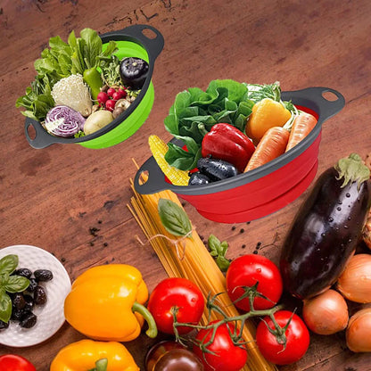Silicone Folding Drain Basket Fruit Vegetable Washing Basket