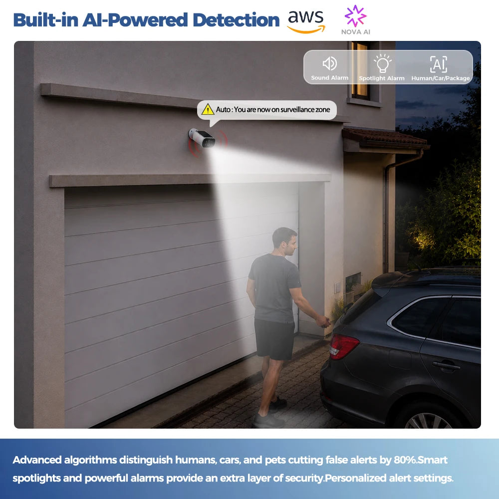 ALEVIO 2.5K Outdoor Solar Camera Wireless Cam WIFI