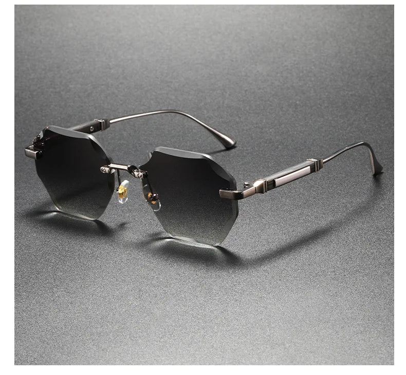 Man Woman Sunnies Fashion Unisex Rimless Sunglasses