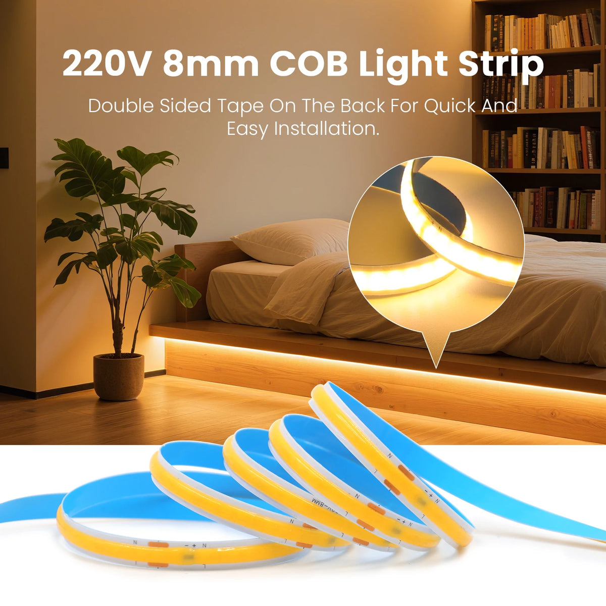 220V 110V 5m-20m COB LED Strip Light Lighting Flexible