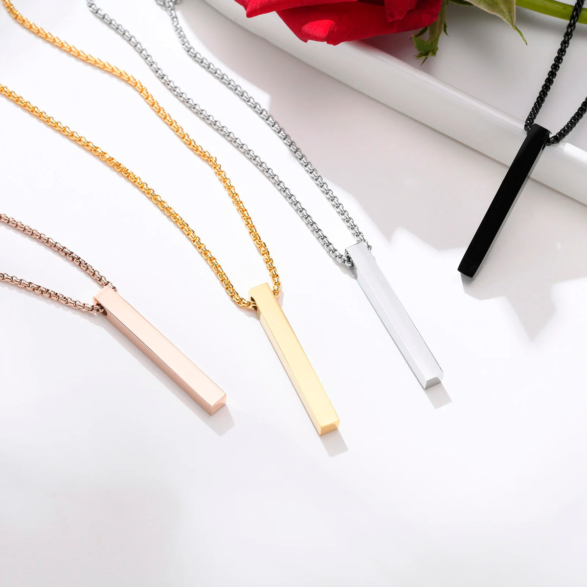 Waterproof Pillar Necklaces for Men Women Stainless Steel