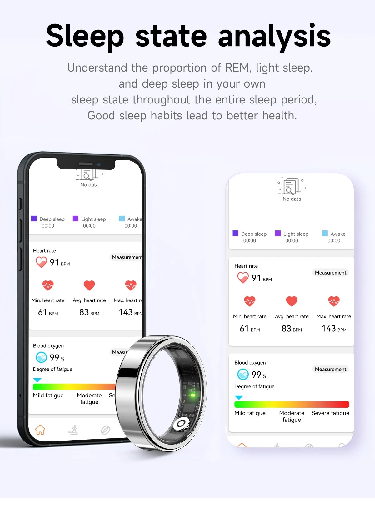 New Smart Ring Heart Rate Blood Pressure Sleep Monitoring