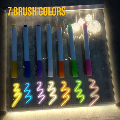 LED Note Board DIY Acrylic Night Light 7 Pens Drawing Board