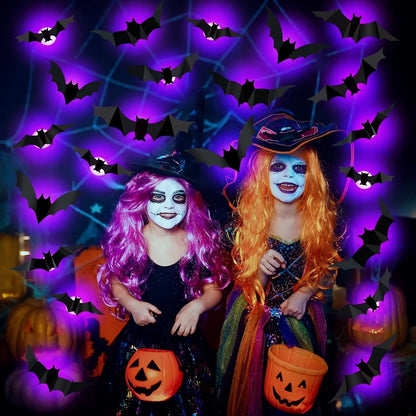 Halloween Bat/Spider Decor Night Light 3D Purple/Green Lights