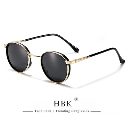 HBK TRetro Punk Men's Polarized Sunglasses Round Design