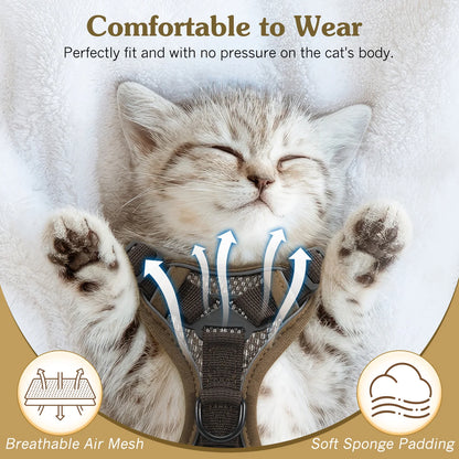 VavoPaw Cat Harness and Leash Set for Walking Adjustable Kitten Vest Harness
