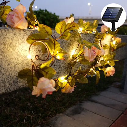 Solar Powered Sunflower Rose String Lights Artificial
