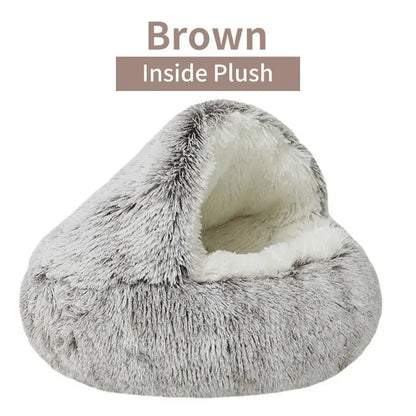 Soft Plush Pet Bed with Cover Round Cat Bed Mattress