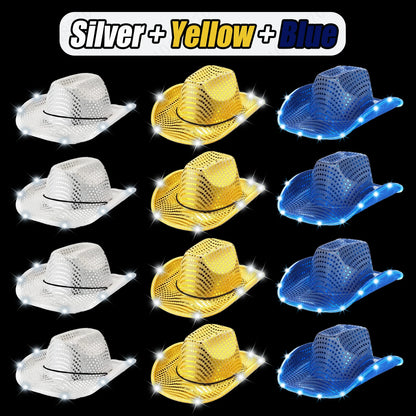 LED Cowboy Hats Bulk for Wedding Lighting up Party Hats