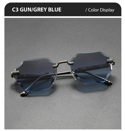 Man Woman Sunnies Fashion Unisex Rimless Sunglasses