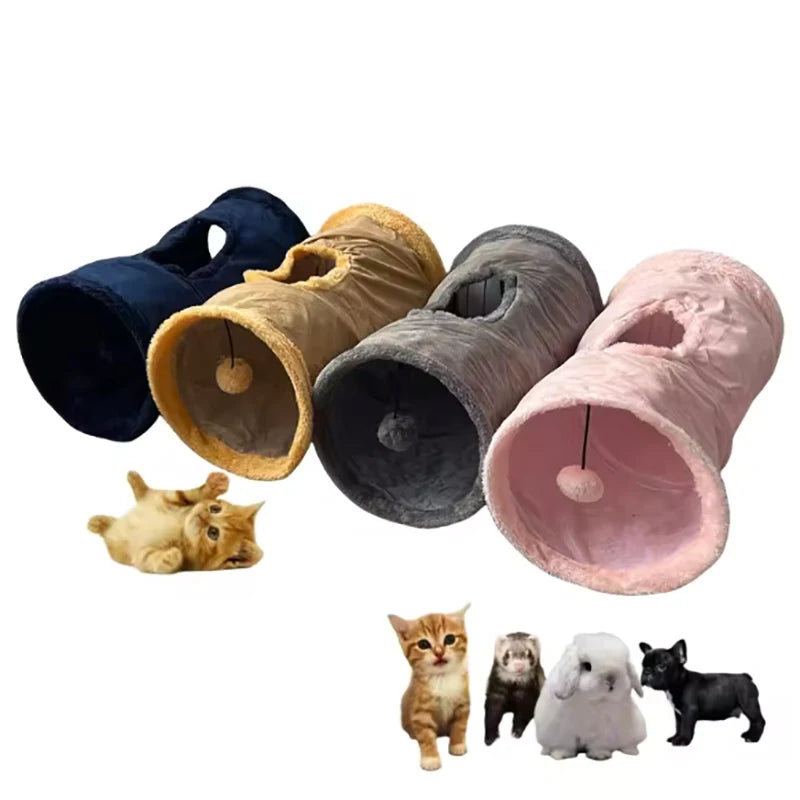 Pet Cat Plush Tunnel Foldable Suede Channel Toy