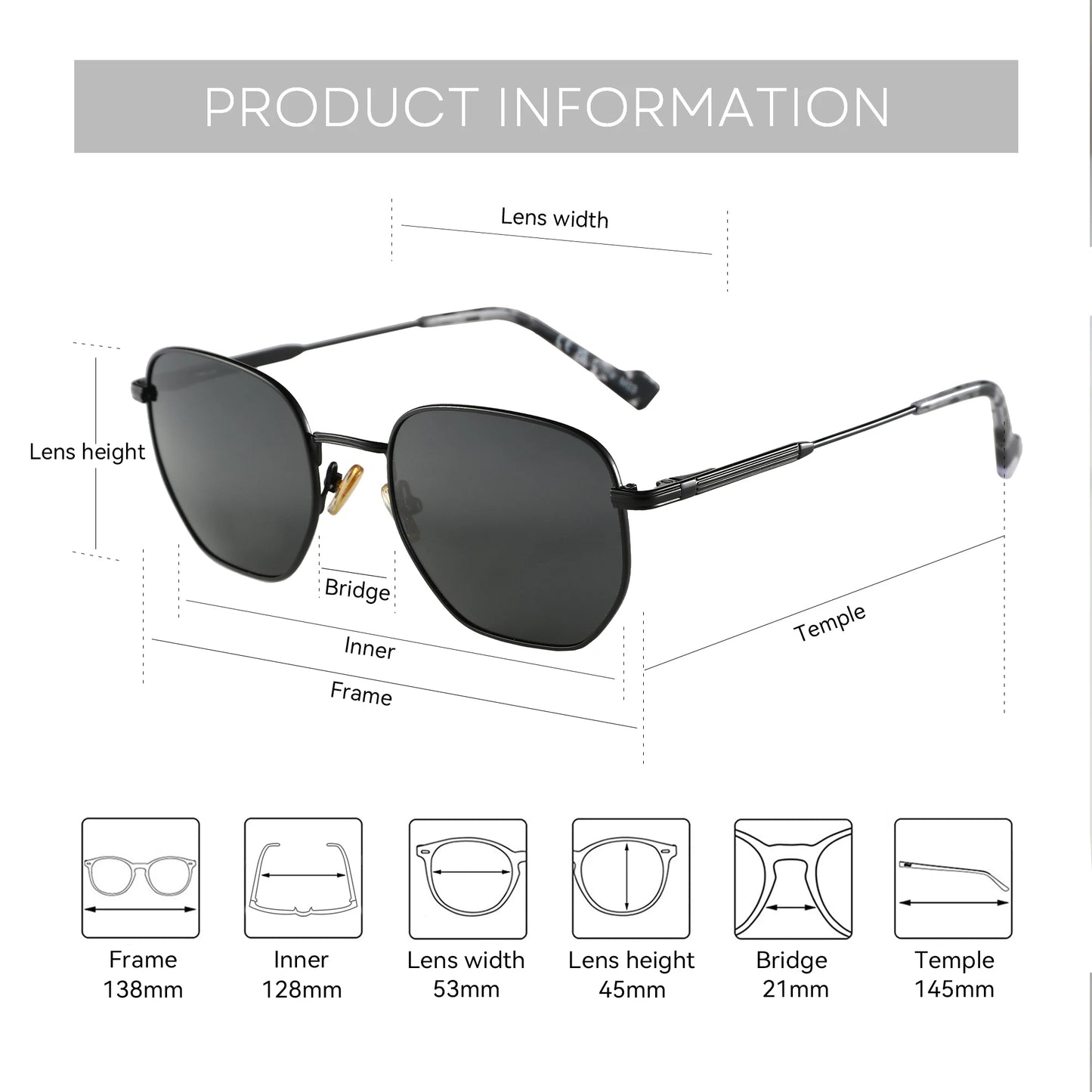 ZENOTTIC Fashion Hexagonal Geometry Polarized Sunglasses