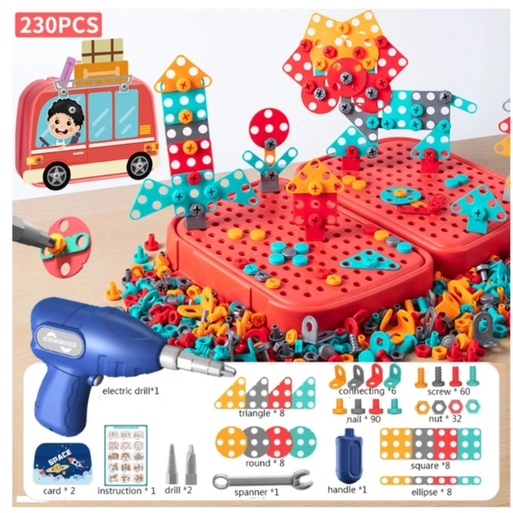 Kids STEM Drill Set Creative Mosaic Puzzle Building Blocks