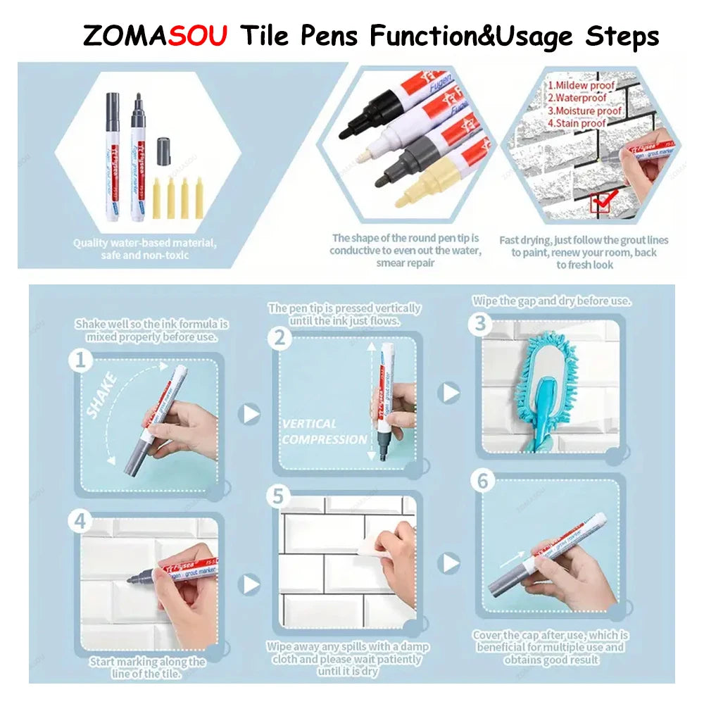 Floor Tile Marker Pen Wall Grout Pen Waterproof