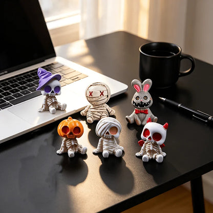 6pcs Halloween Resin Skeleton Mummy Figurines