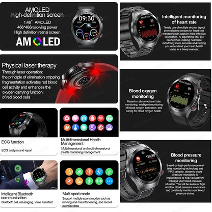2025New Laser Therapy ECG+PPG Smartwatch For Men Women
