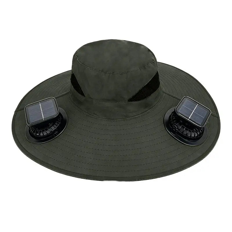 Large Size Quick Dry Bucket Hat With Solar Powered Fan USB Charging