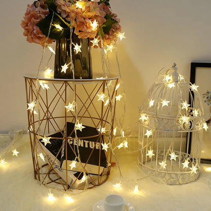 LED Star Fairy Lights Outdoor Chain Lights Garland Decoration