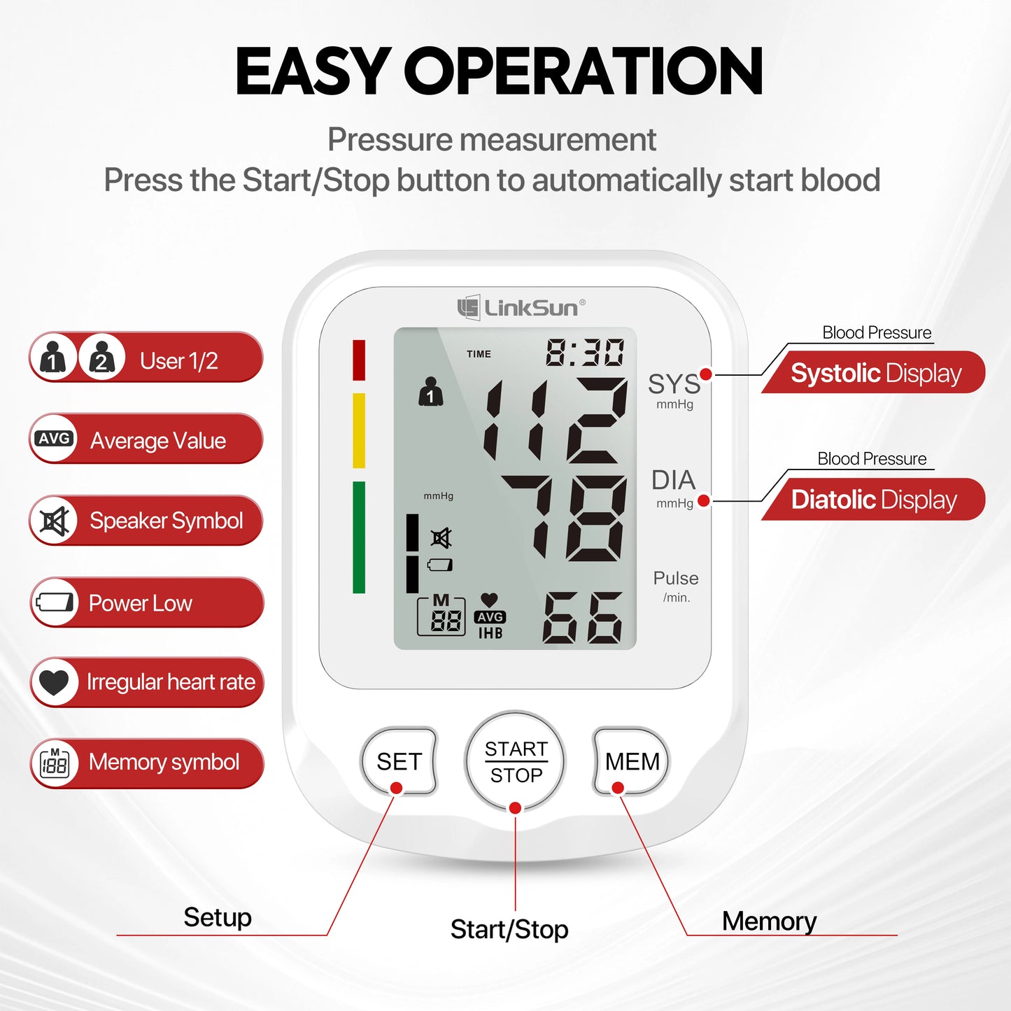 Blood Pressure Monitor Tensiometer Digital BP Measuring