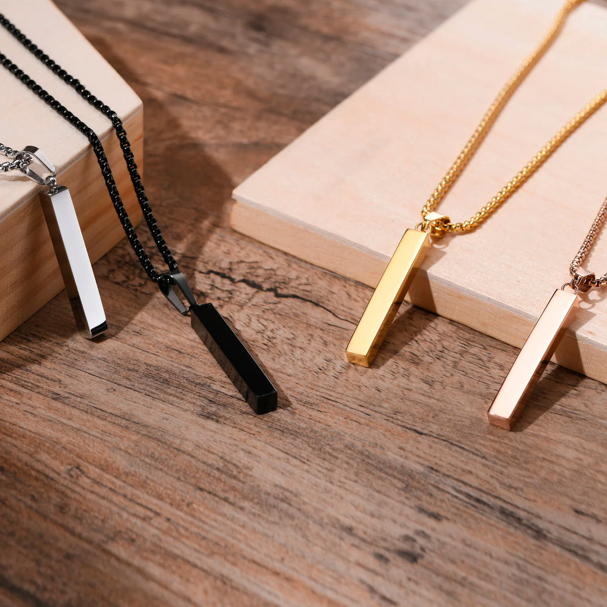 Waterproof Pillar Necklaces for Men Women Stainless Steel