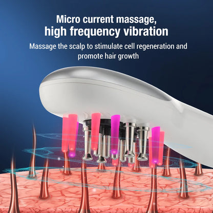 Electric EMS Scalp Massager Comb LED Light Hair Growth