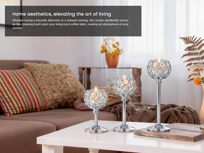 Elegant Gold Silver Metal Glass Candle Holder Tealight