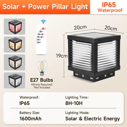 Outdoor Lighting Pillar Lights Remote Control Solar Chapiter Lamp