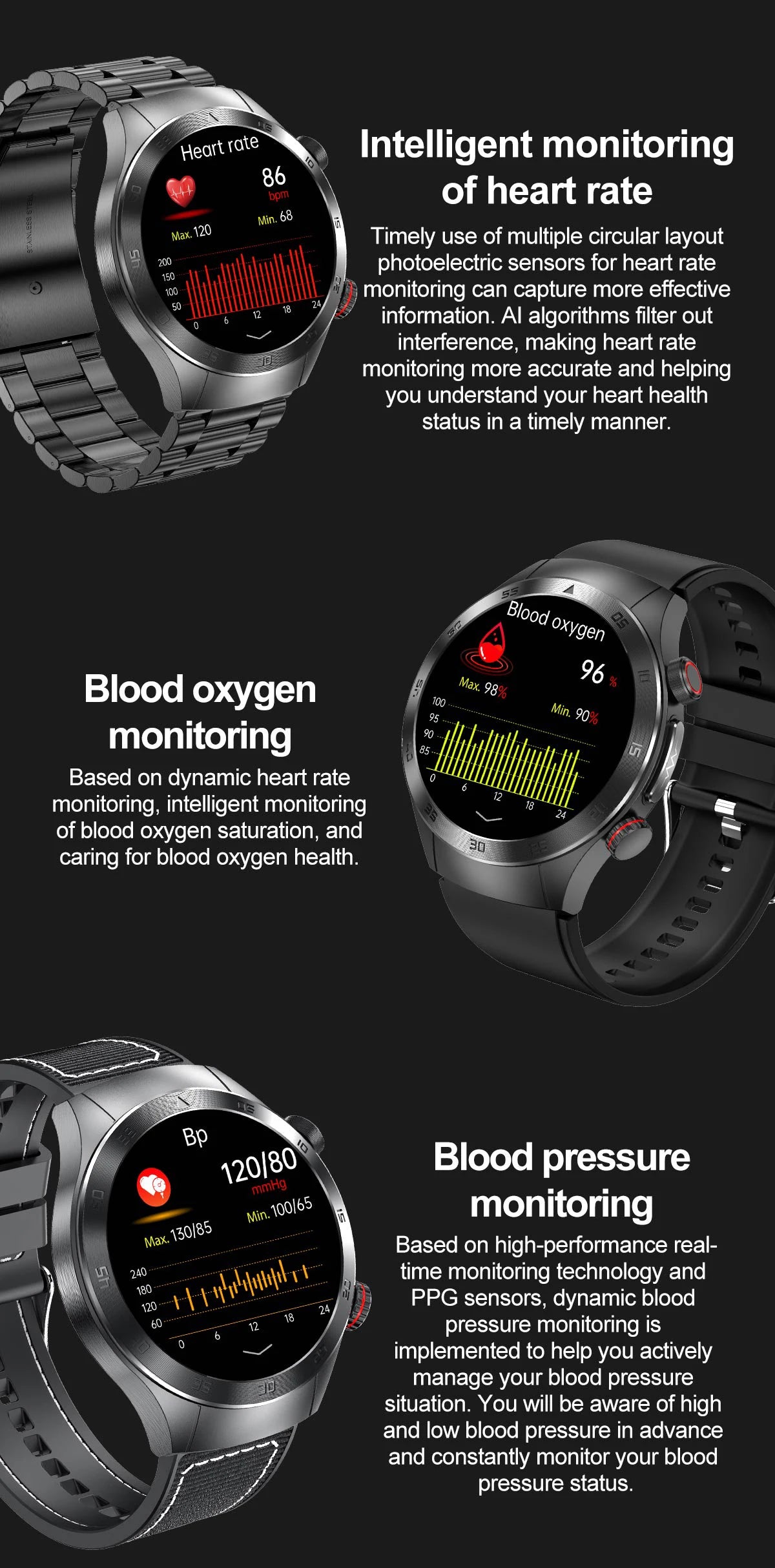2025New Laser Therapy ECG+PPG Smartwatch For Men Women