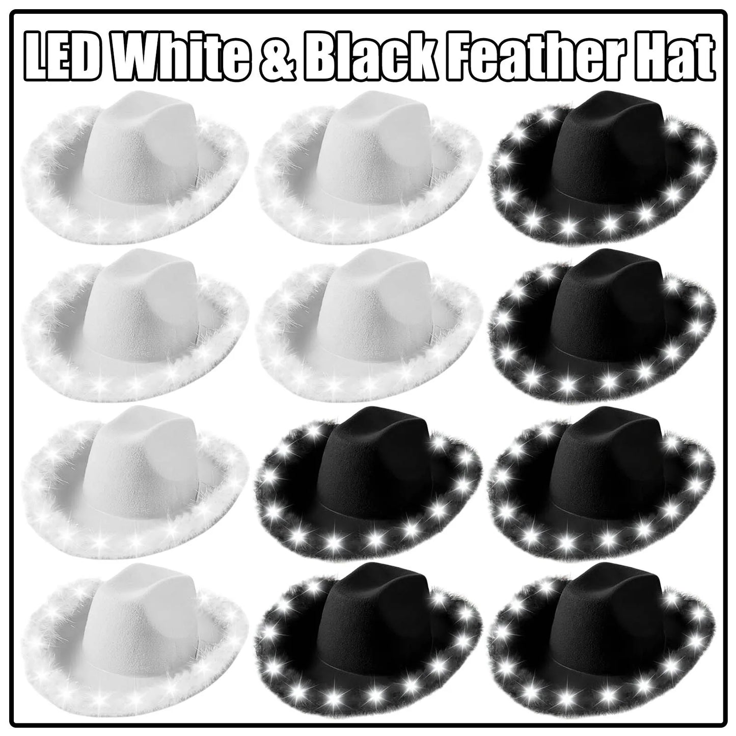 LED Cowboy Hats Wedding Hats Bulk Light up Cowboy Hats