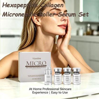 Hexapeptide Collagen Microneedle Serum Set Hydrating Facial Roller