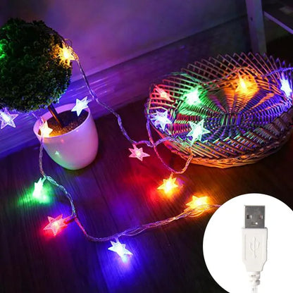 LED Star Fairy Lights Outdoor Chain Lights Garland Decoration