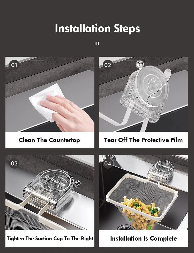 Kitchen Sink Filter Rack Suction Cup Iron Drain Filter