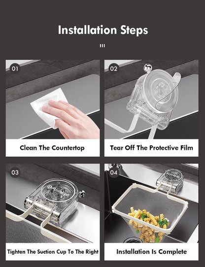 Kitchen Sink Filter Rack Suction Cup Iron Drain Filter