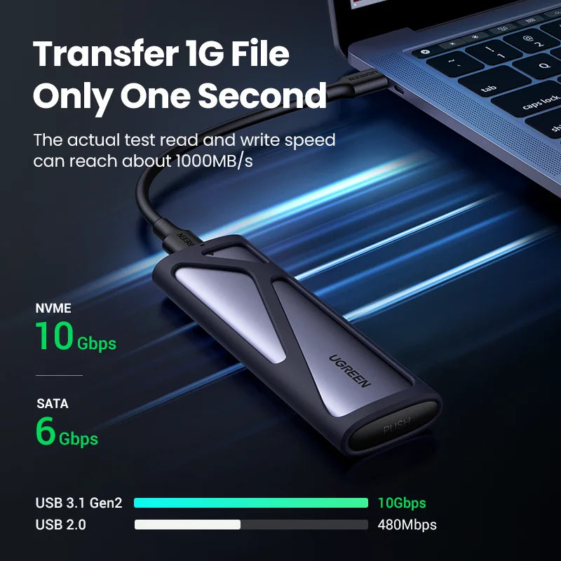 UGREEN M2 SSD Case NVME SATA Dual Protocol M.2 to USB Type C