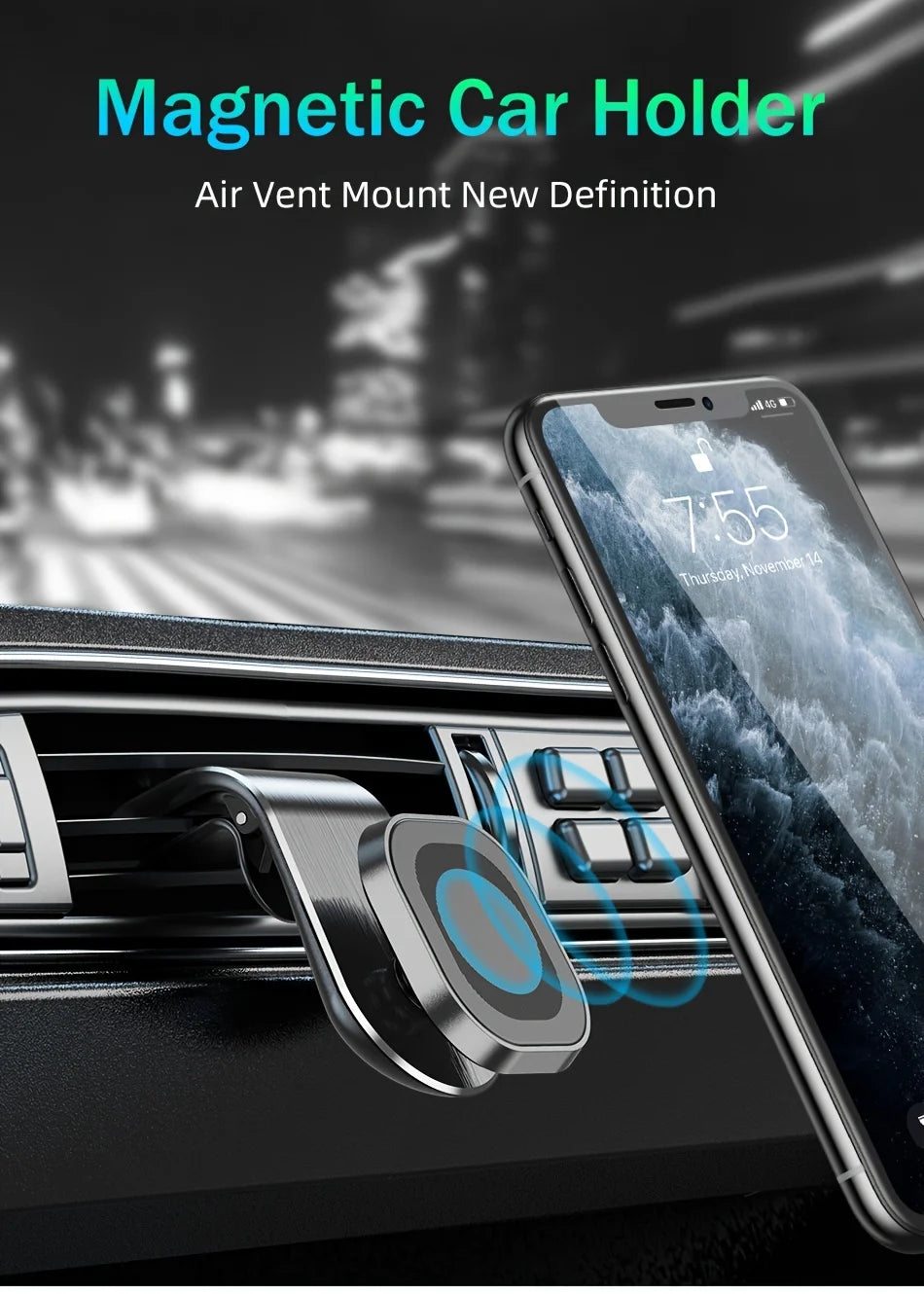 Universal Phone Holder Clip Car Air Vent Magnetic Mount Holder