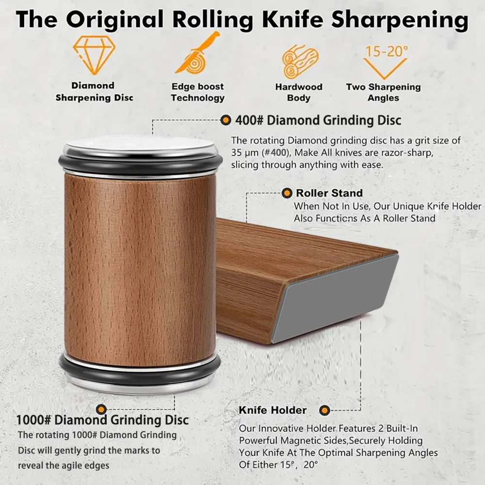 Rolling Knife Sharpener Double Sided Diamond Sharpening Stone