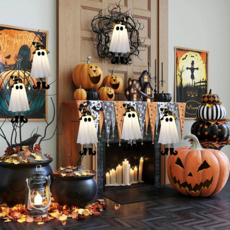 Halloween LED Light Up Witch Ghost Hanging Horror Ornaments